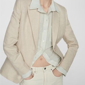 MANGO HOUNDSTOOTH LINEN JACKET